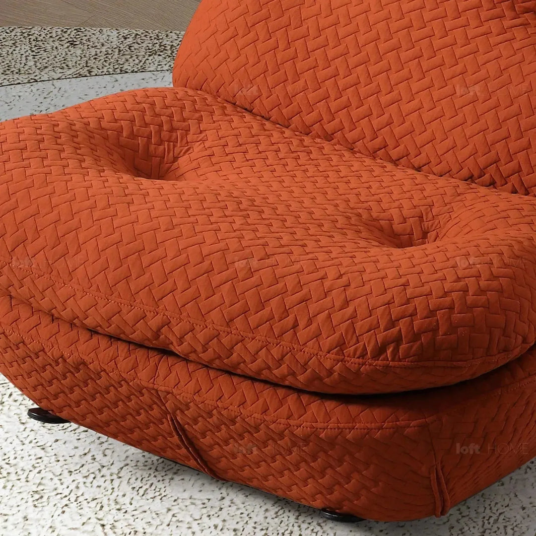 Cream chenille velvet fabric rocking 1 seater sofa nebula with context.