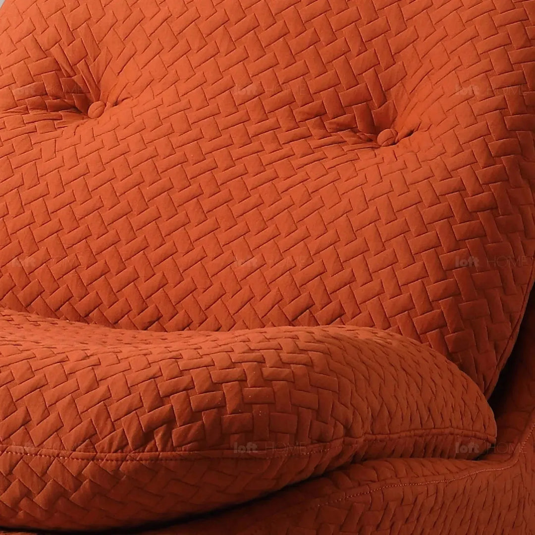 Cream chenille velvet fabric rocking 1 seater sofa nebula in details.