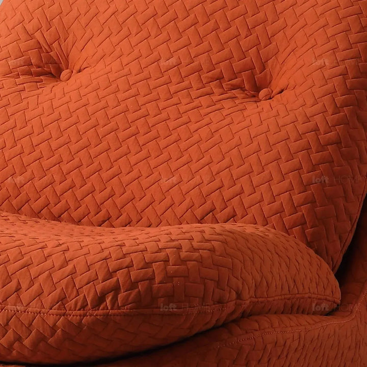 Cream chenille velvet fabric rocking 1 seater sofa nebula in details.
