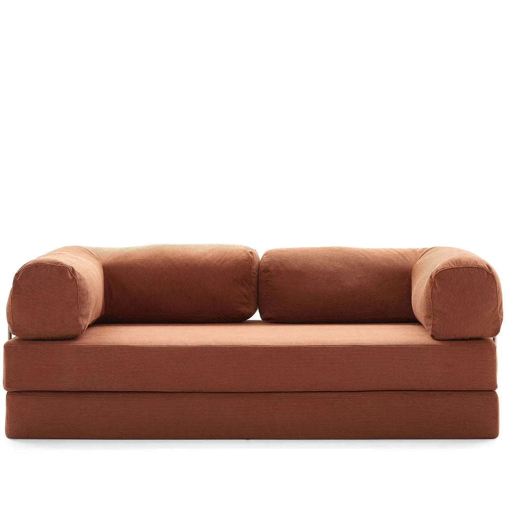 Modern corduroy fabric sofa bed squeeze in white background.
