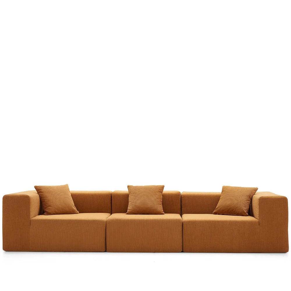 Minimalist corduroy fabric 4 seater sofa compress in white background.