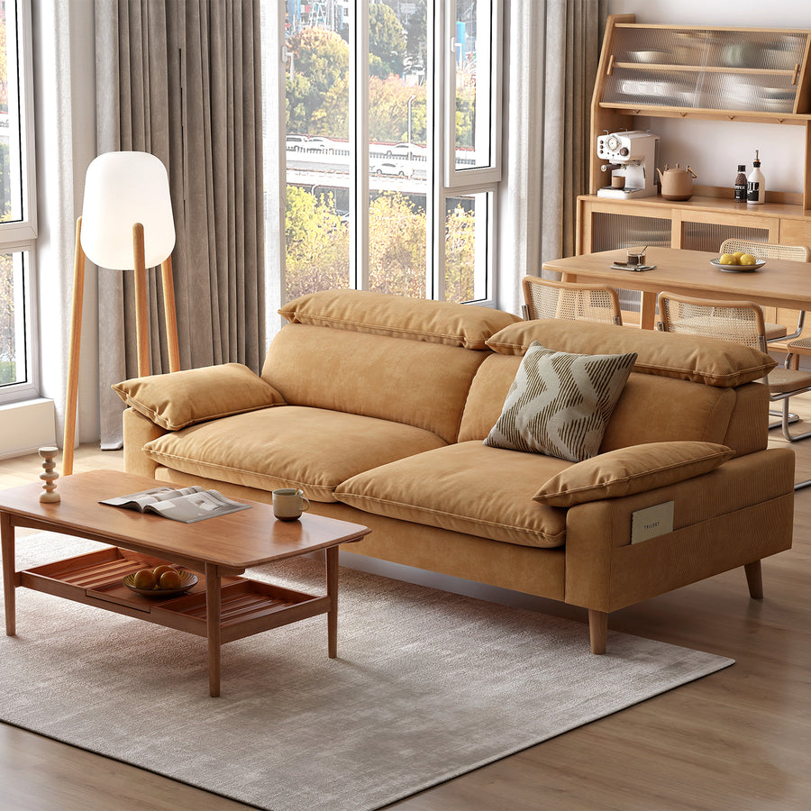 Scandinavian corduroy velvet fabric 3 seater sofa cordy primary product view.