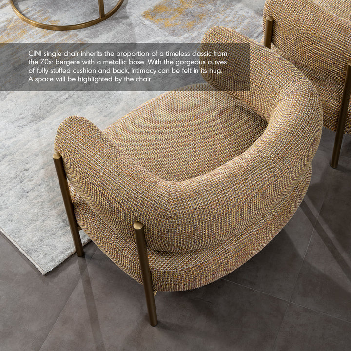 Industrial mixed weave fabric 1 seater sofa cini in real life style.