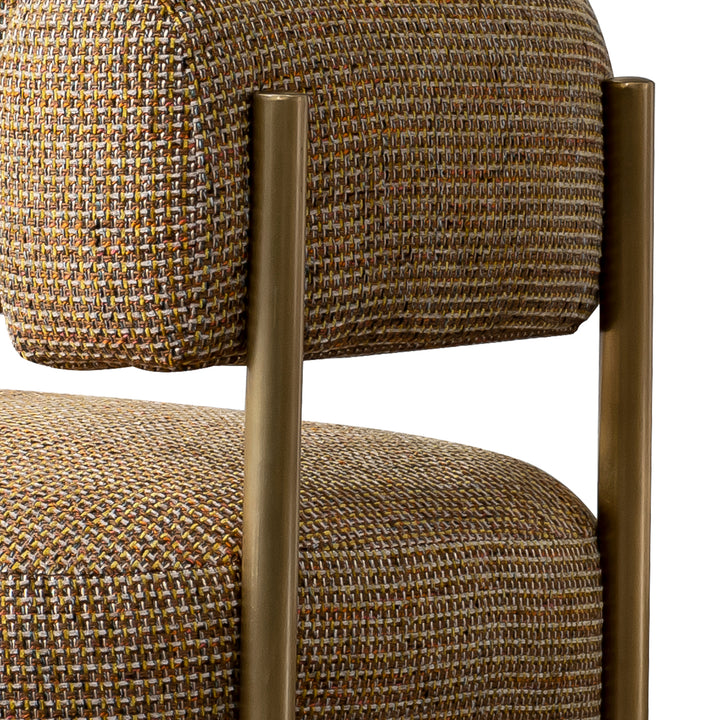 Industrial mixed weave fabric 1 seater sofa cini in close up details.