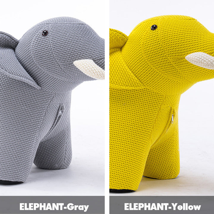 Contemporary mixed weave fabric ottoman decoration elephant color swatches.