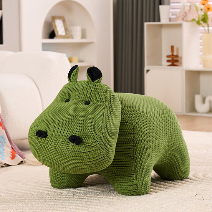 Contemporary mixed weave fabric ottoman decoration hippo color swatches.
