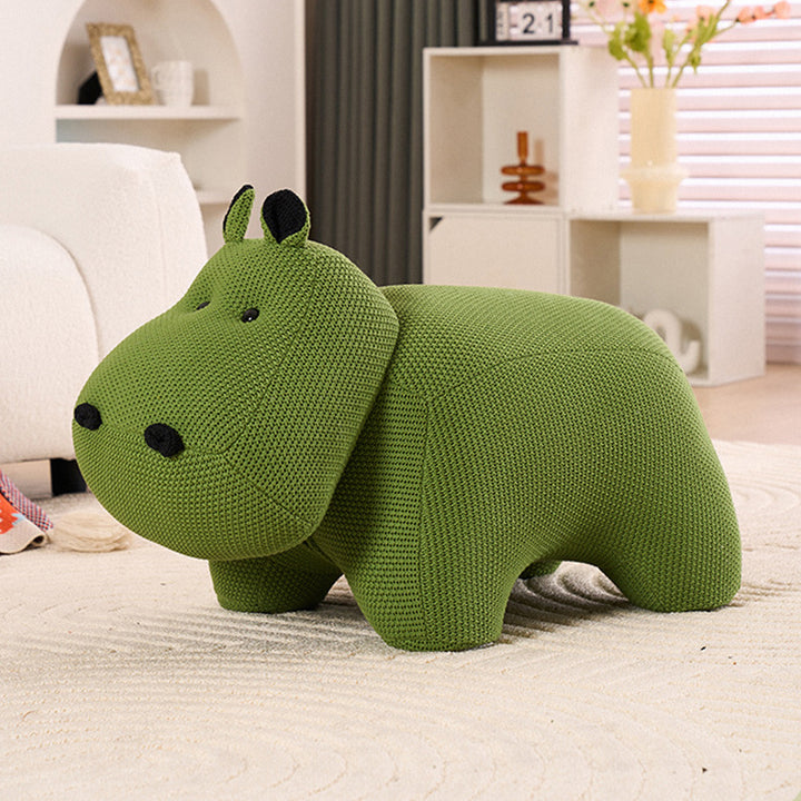 Contemporary mixed weave fabric ottoman decoration hippo with context.