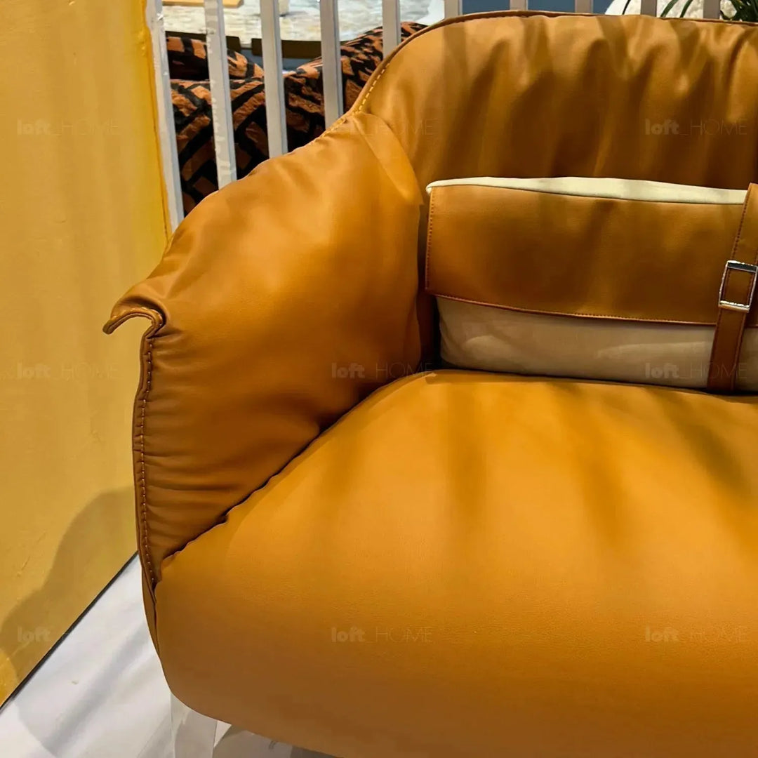 Modern pu leather 1 seater sofa lean in panoramic view.