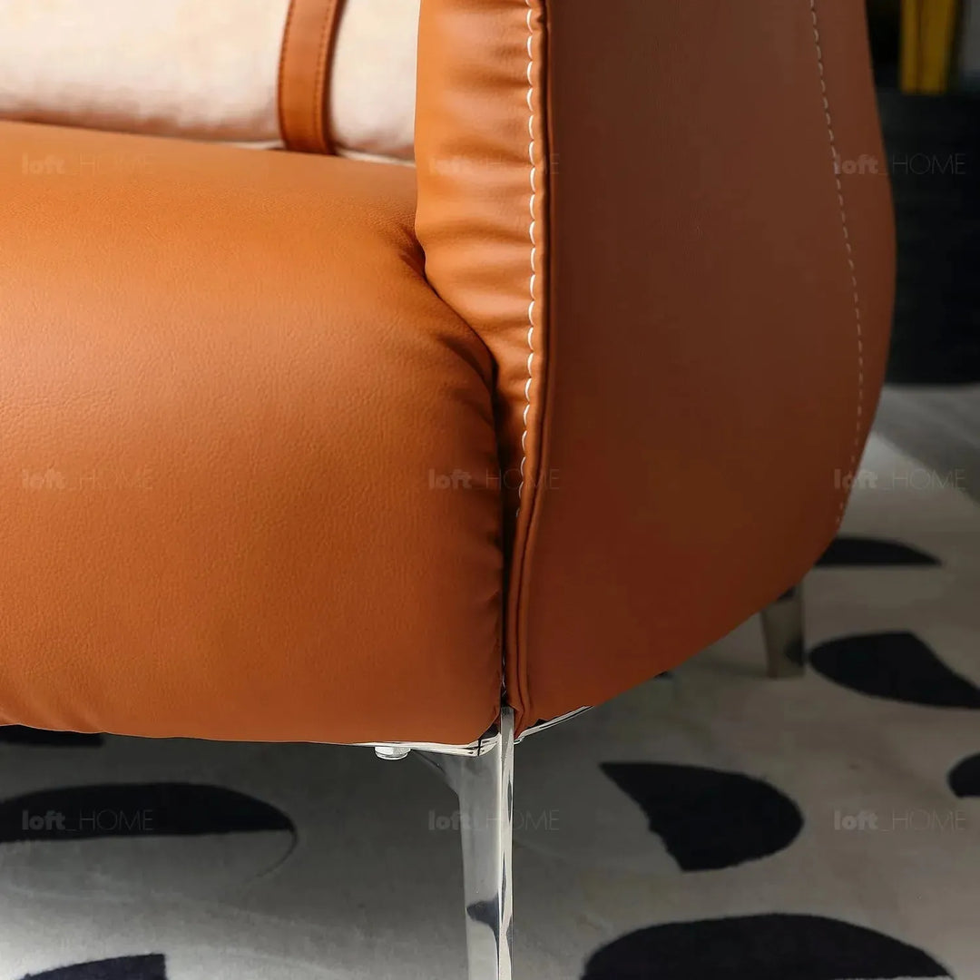 Modern pu leather 1 seater sofa lean in real life style.