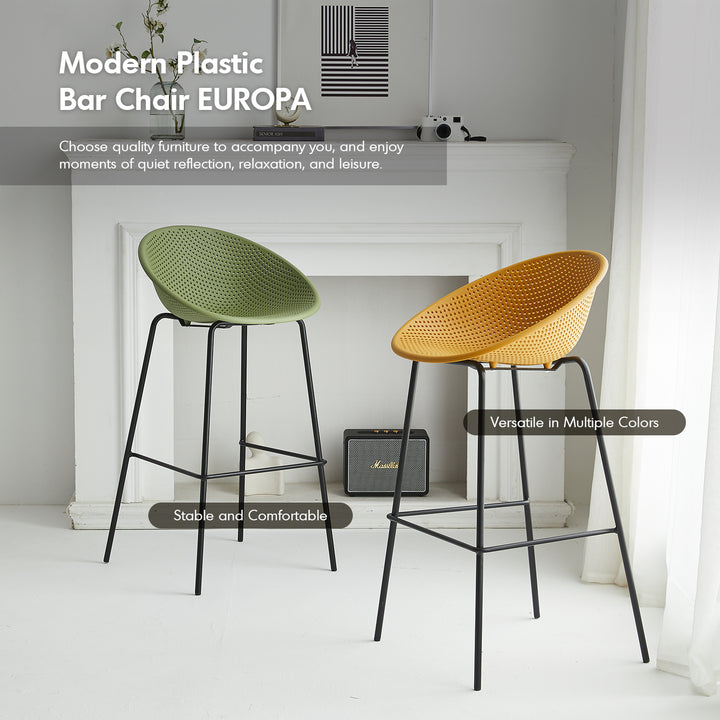 Contemporary plastic bar chair europa material variants.