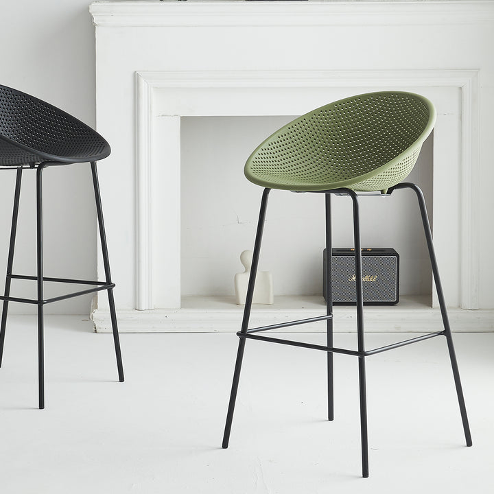 Contemporary plastic bar chair europa in close up details.