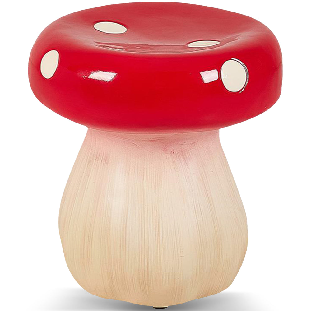 Contemporary resin side table stool mushroom in white background.