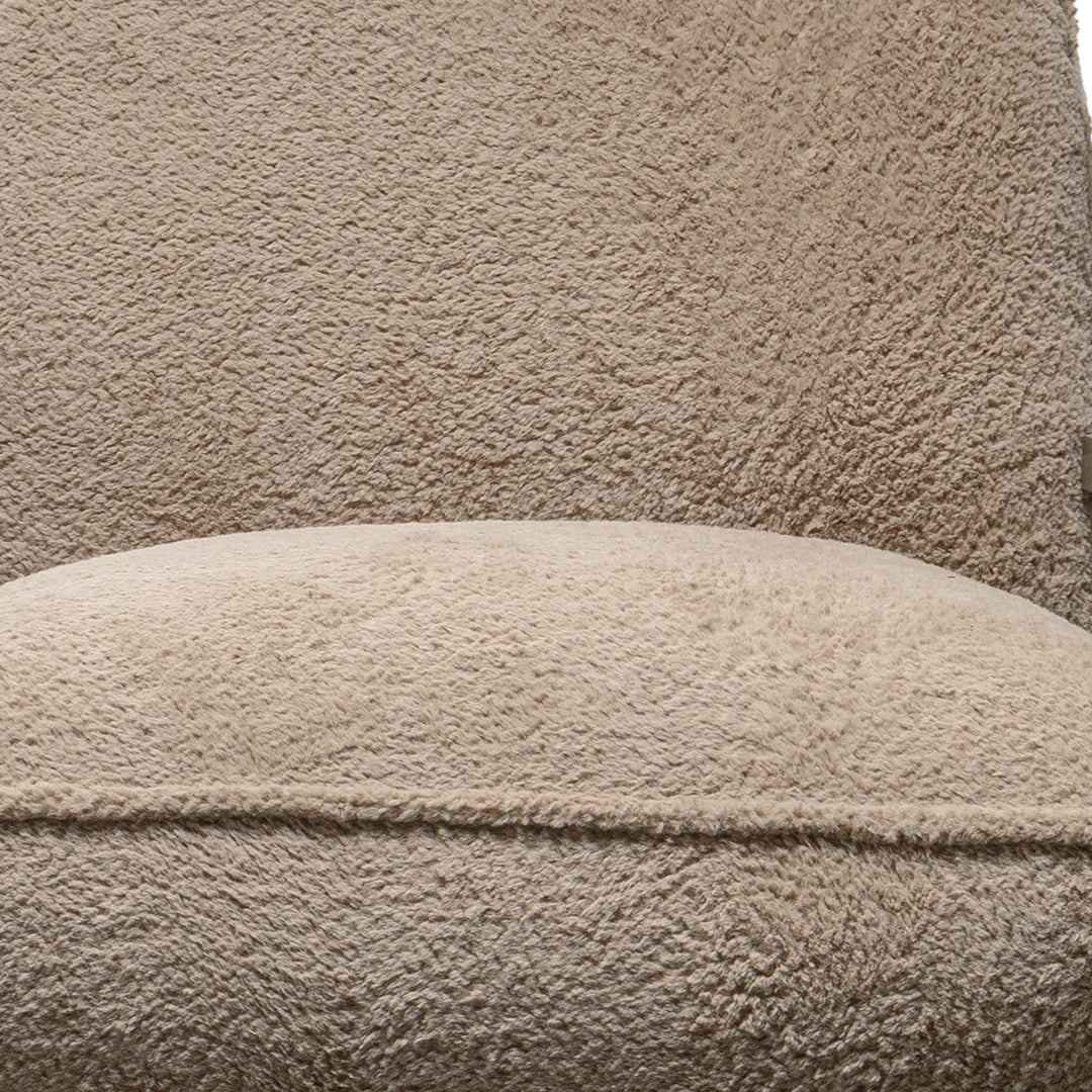 Cream sherpa fabric rocking chair 1 seater sofa cloudy color swatches.