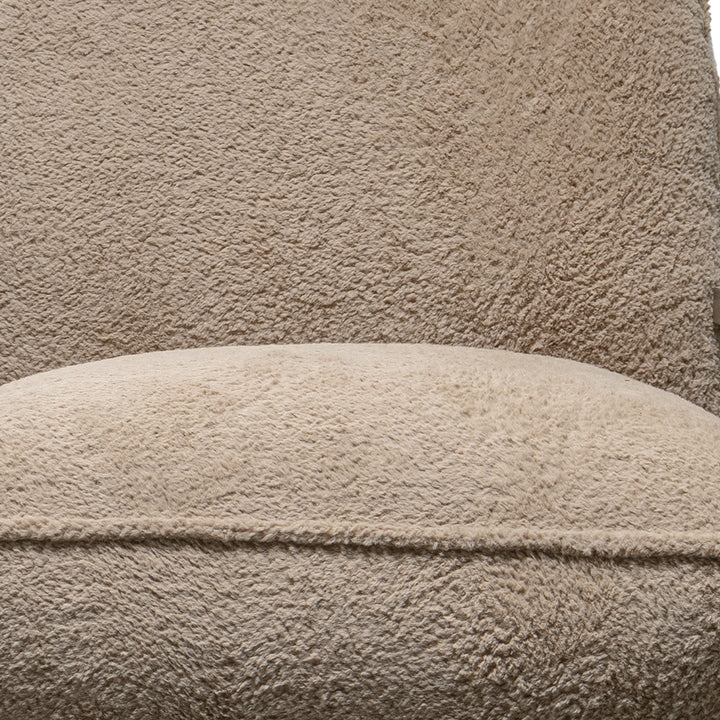Cream sherpa fabric rocking chair 1 seater sofa cloudy color swatches.