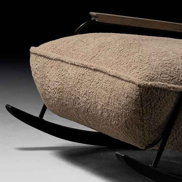 Cream sherpa fabric rocking chair 1 seater sofa cloudy with context.