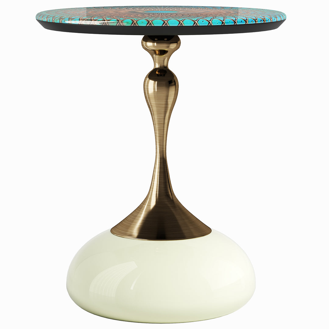 Eclectic sintered stone side table twist green environmental situation.