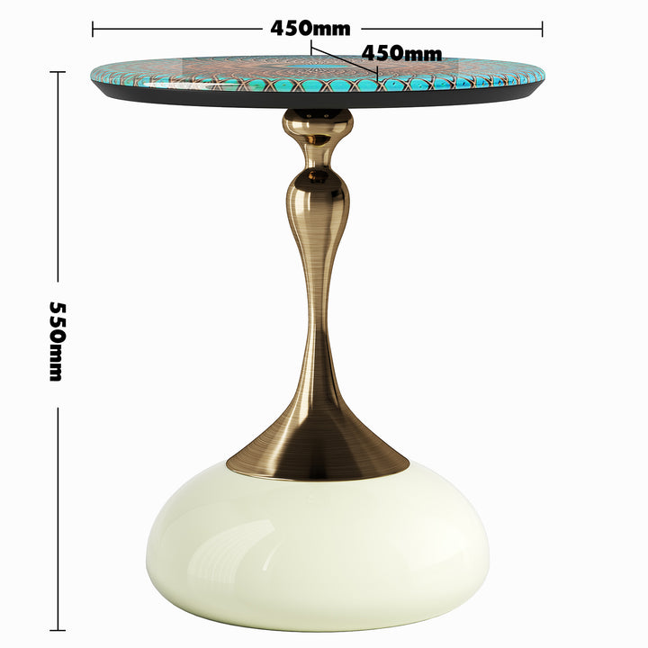 Eclectic sintered stone side table twist green size charts.