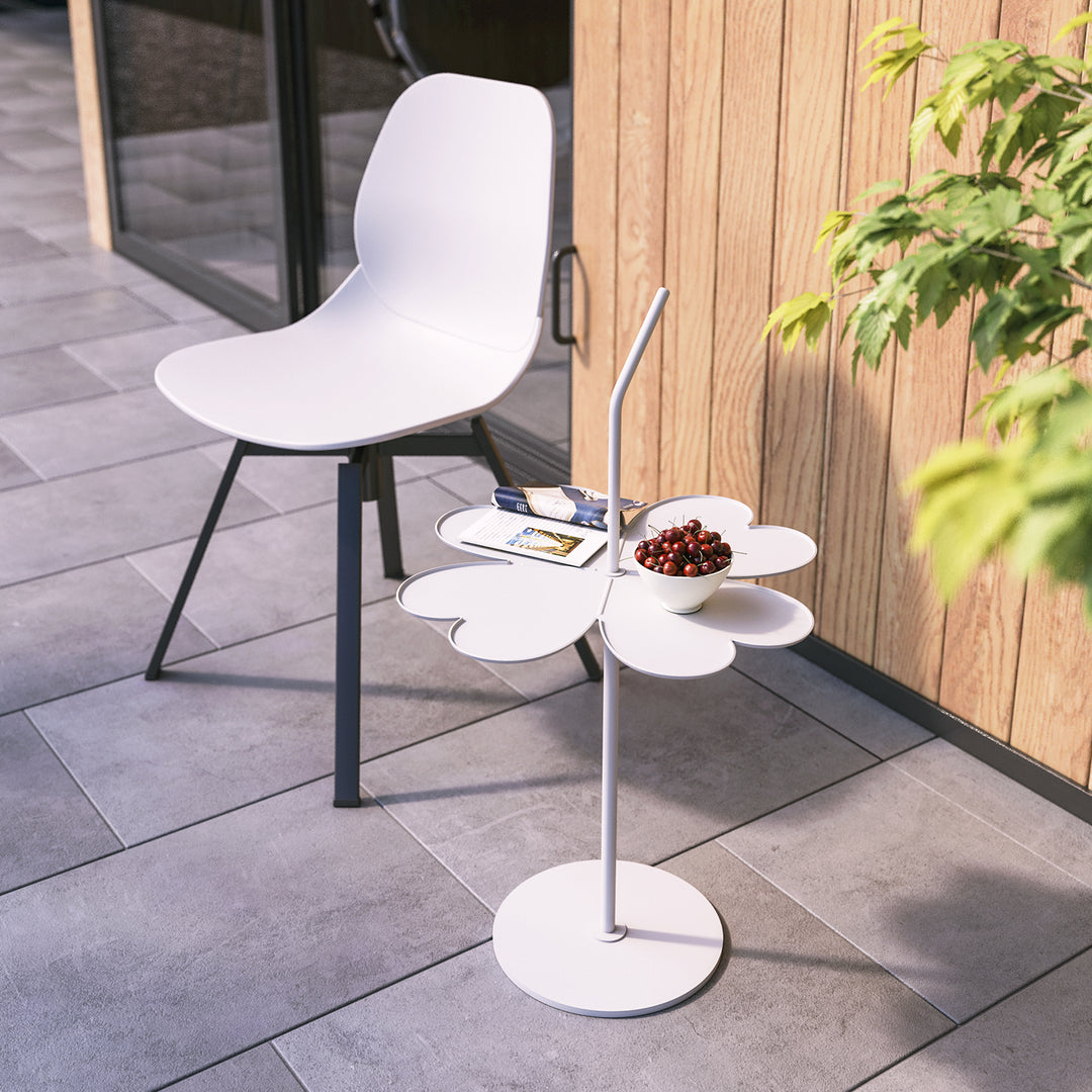 Contemporary steel side table flower primary product view.