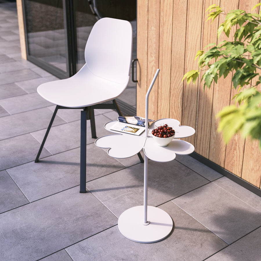 Contemporary steel side table flower primary product view.