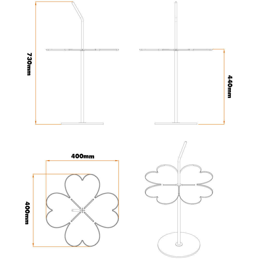 Contemporary steel side table flower size charts.