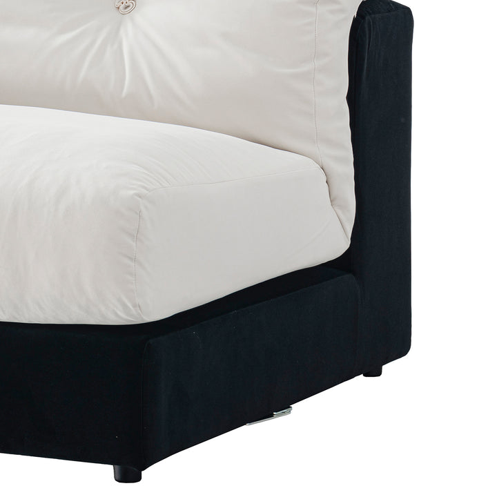 Cream suede fabric 4 seater sofa camellia layered structure.