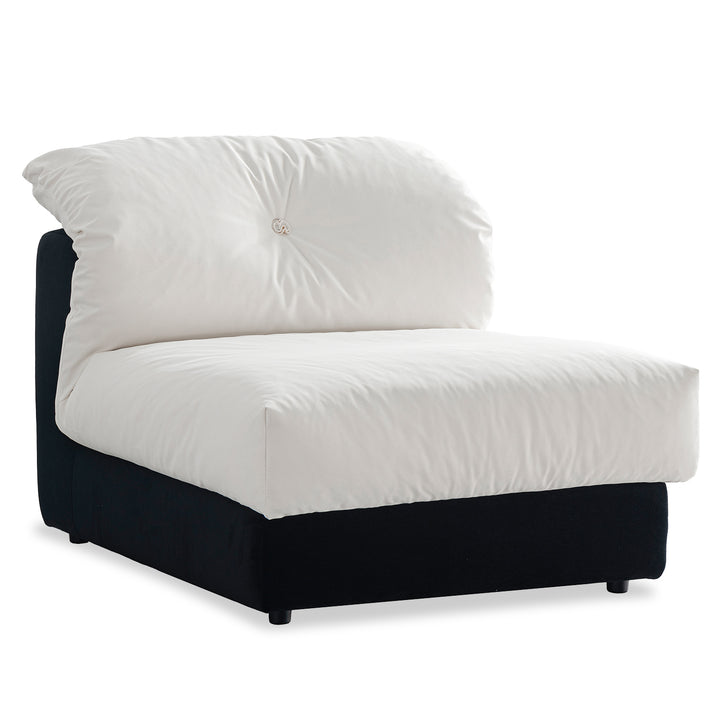 Cream suede fabric armless 1 seater sofa camellia in white background.