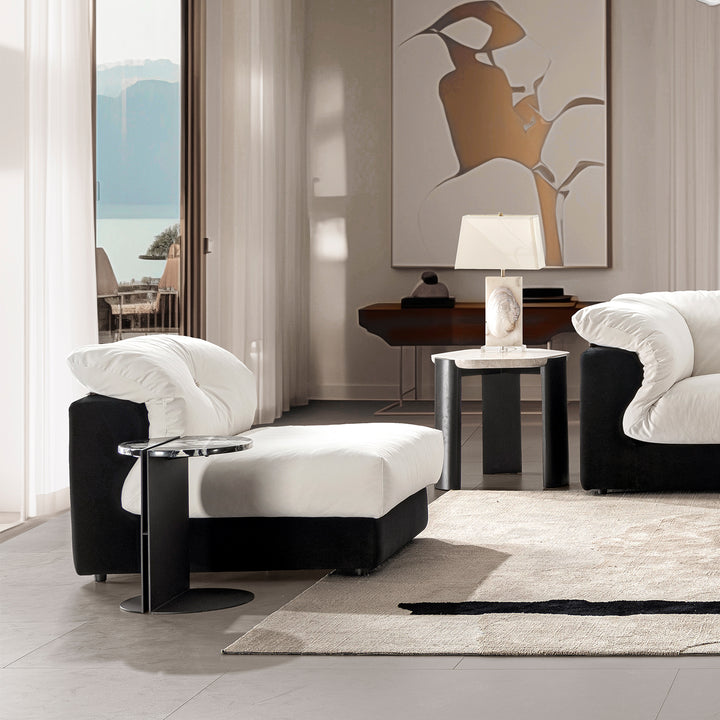 Cream suede fabric armless 1 seater sofa camellia primary product view.
