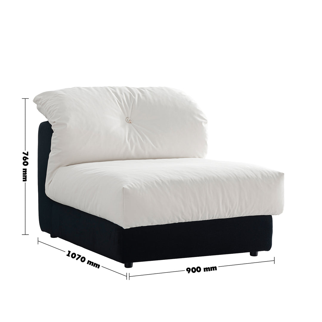 Cream suede fabric armless 1 seater sofa camellia size charts.
