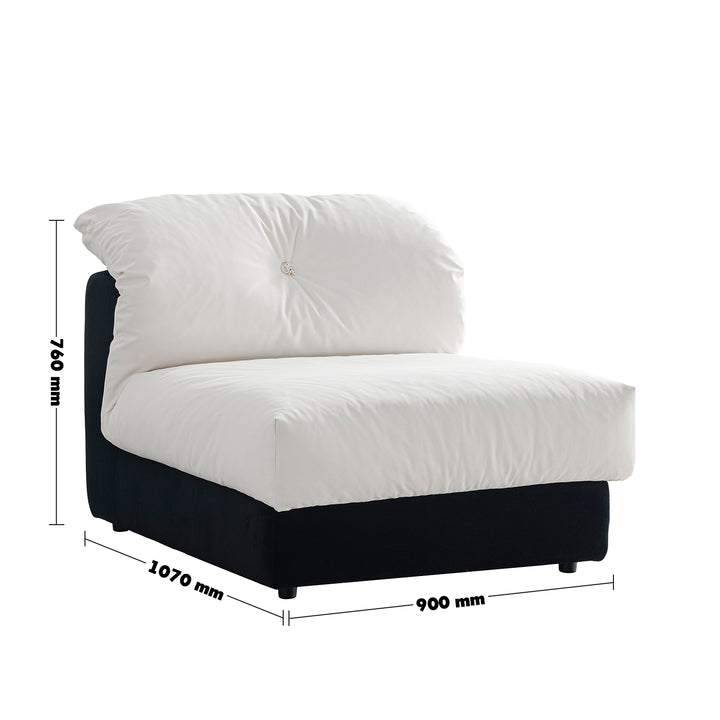 Cream suede fabric armless 1 seater sofa camellia size charts.