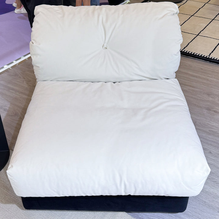 Cream suede fabric armless 1 seater sofa camellia in real life style.