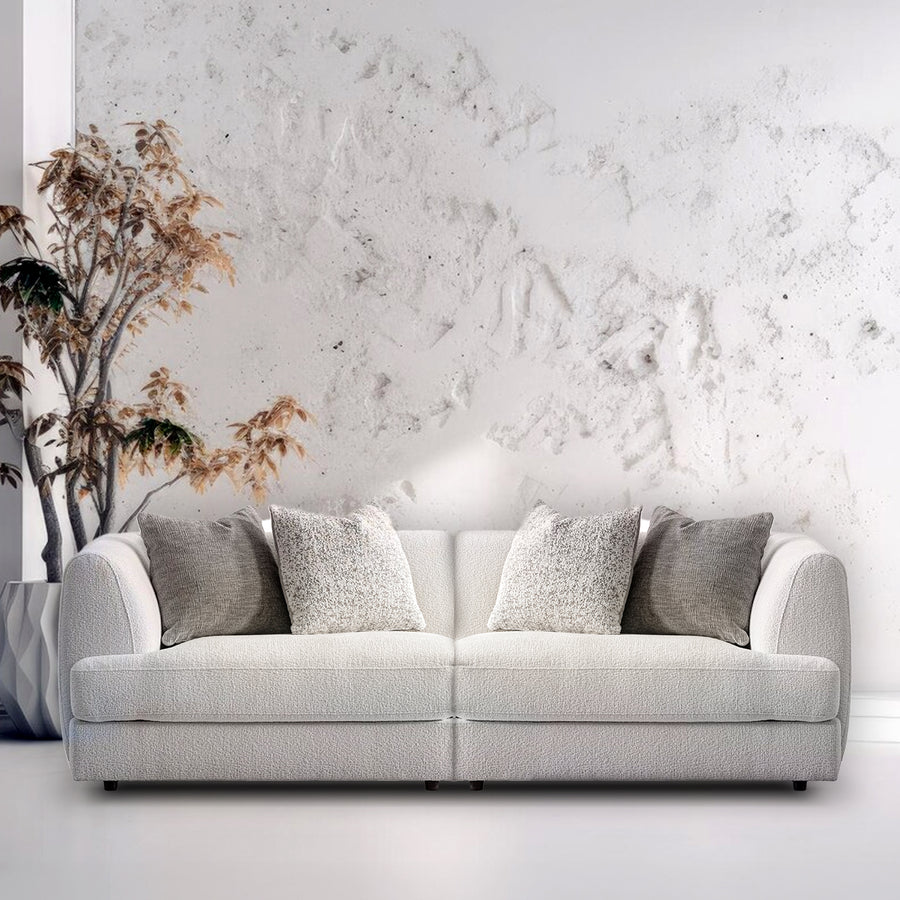 Minimalist velvet fabric modular 3 seater sofa fable primary product view.