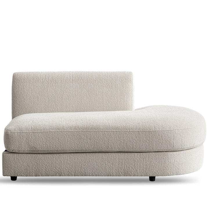 Minimalist velvet fabric modular chaise 2 seater sofa fable in still life.