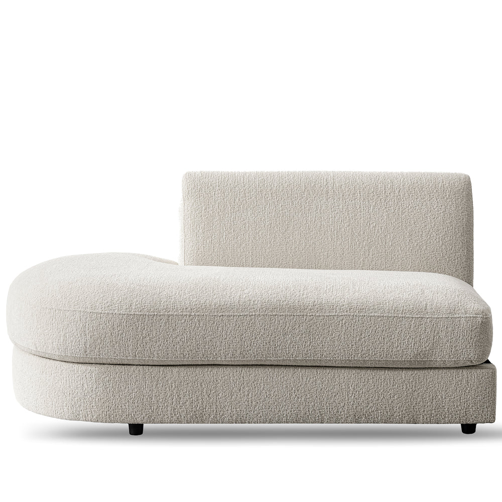 Minimalist velvet fabric modular chaise 2 seater sofa fable in white background.