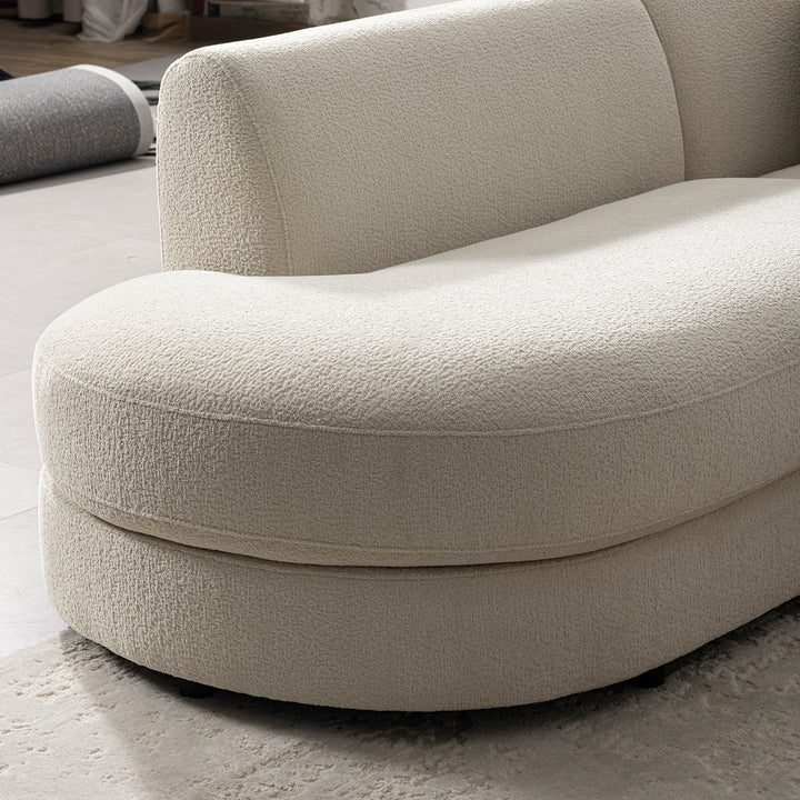 Minimalist velvet fabric modular chaise 2 seater sofa fable with context.
