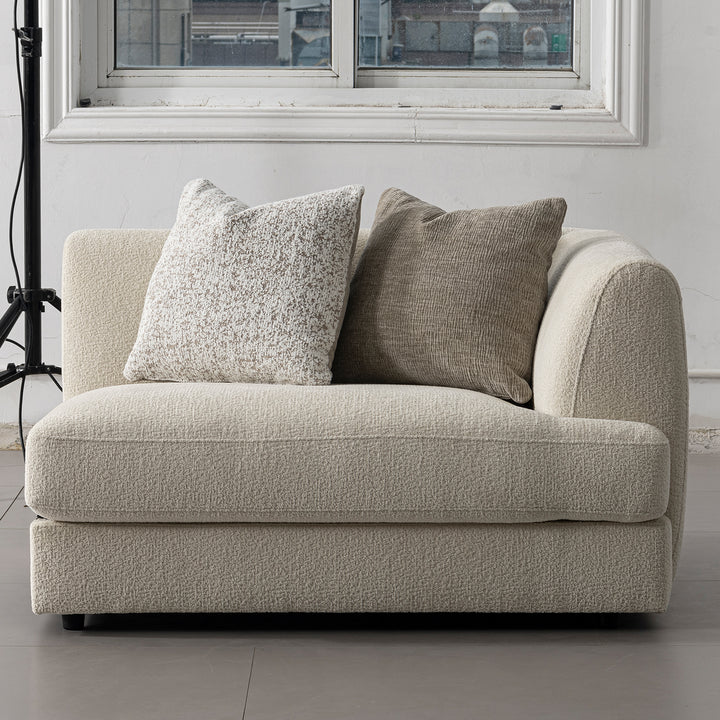 Minimalist velvet fabric modular corner 1 seater sofa fable with context.