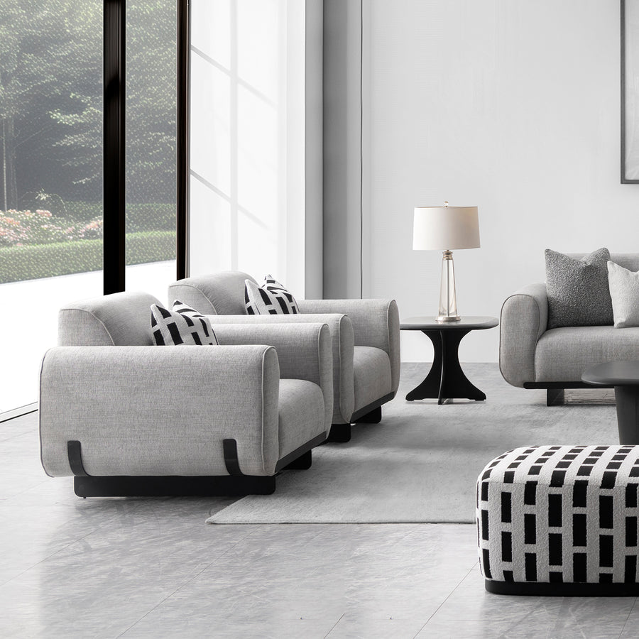 Modern mixed weave fabric 1 seater sofa griddy primary product view.