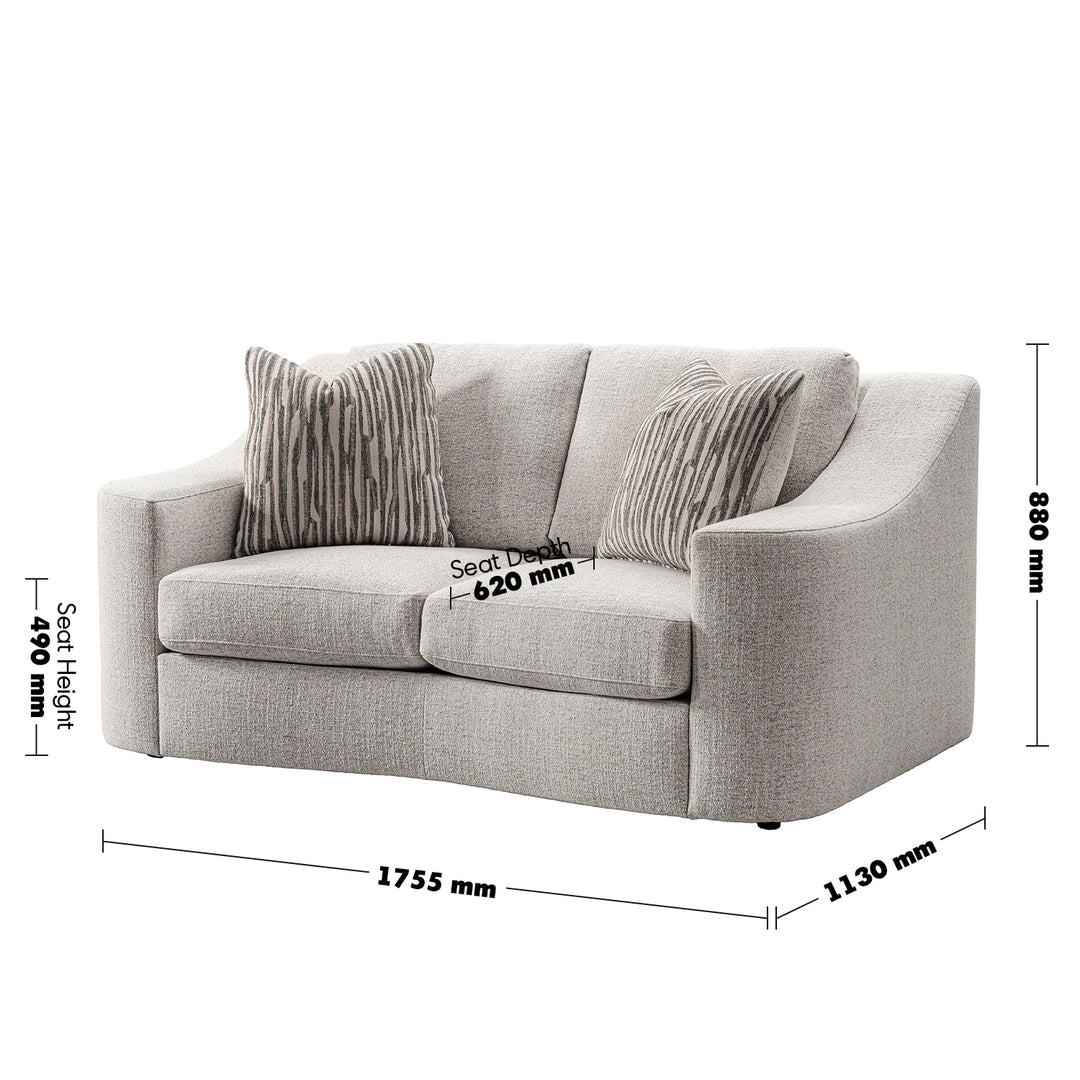 Modern mixed weave fabric 2 seater sofa terra size charts.