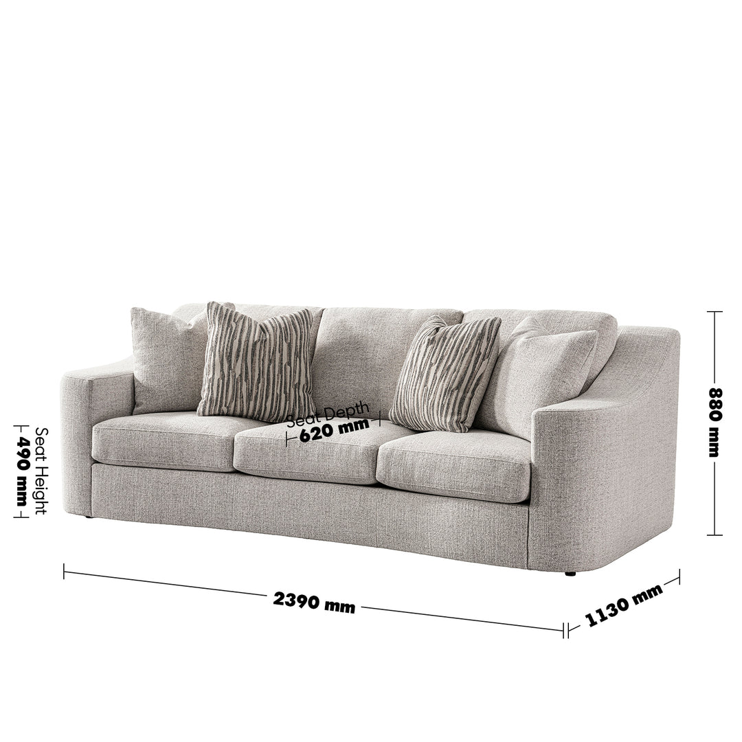 Modern mixed weave fabric 3 seater sofa terra size charts.