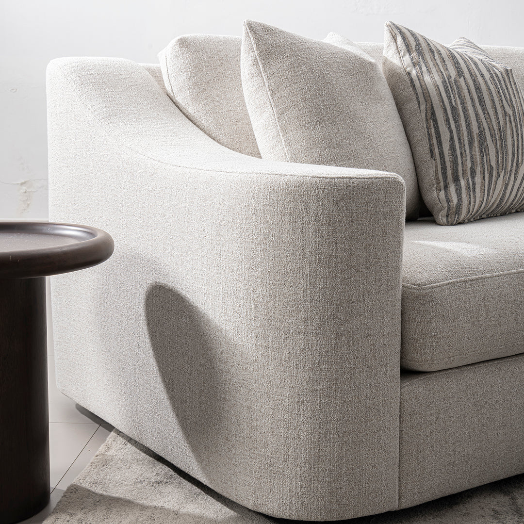 Modern mixed weave fabric 3 seater sofa terra in details.