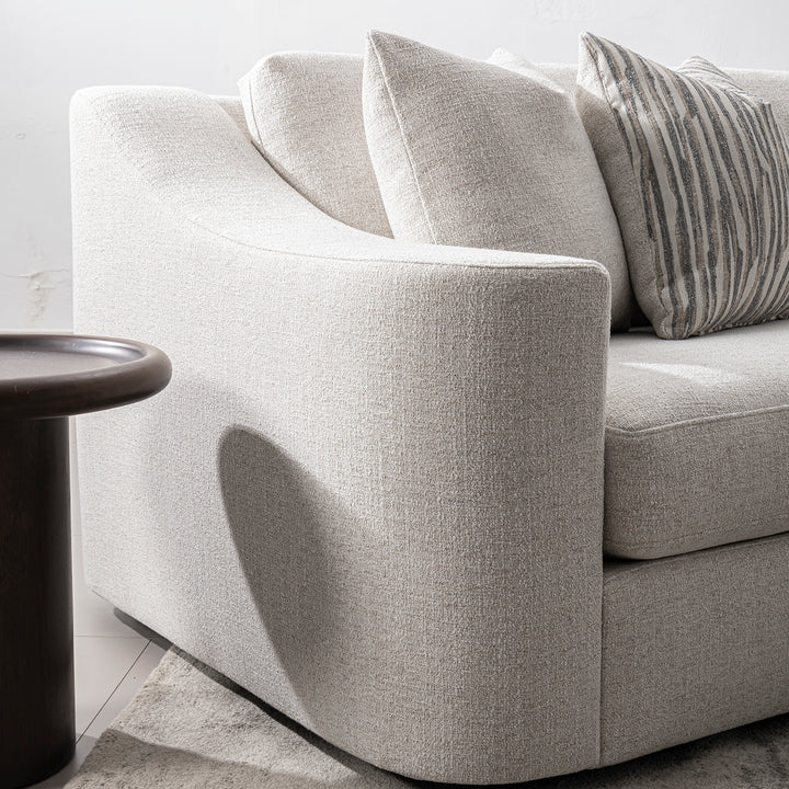 Modern mixed weave fabric 3 seater sofa terra in details.