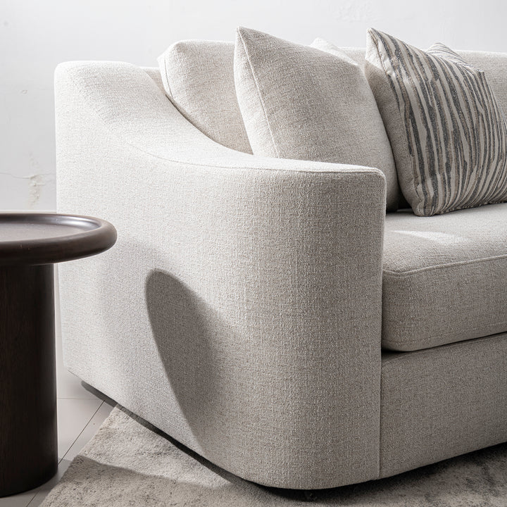 Modern mixed weave fabric 4 seater sofa terra in details.