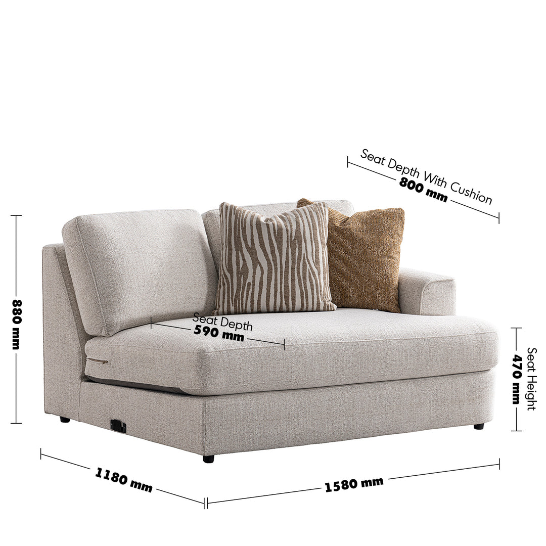 Modern mixed weave fabric chaise 2 seater sofa lucent size charts.
