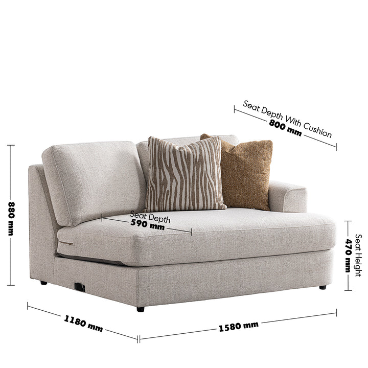 Modern mixed weave fabric chaise 2 seater sofa lucent size charts.
