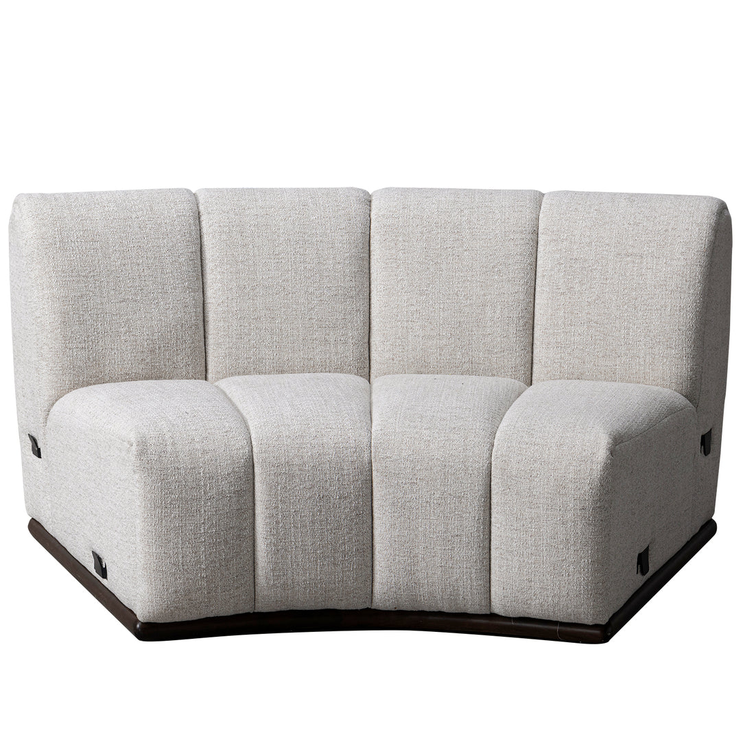 Modern mixed weave fabric modular joint connection 1 seater sofa bento in white background.
