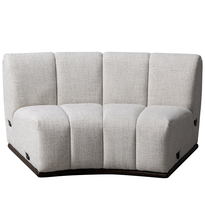Modern mixed weave fabric modular joint connection 1 seater sofa bento in white background.