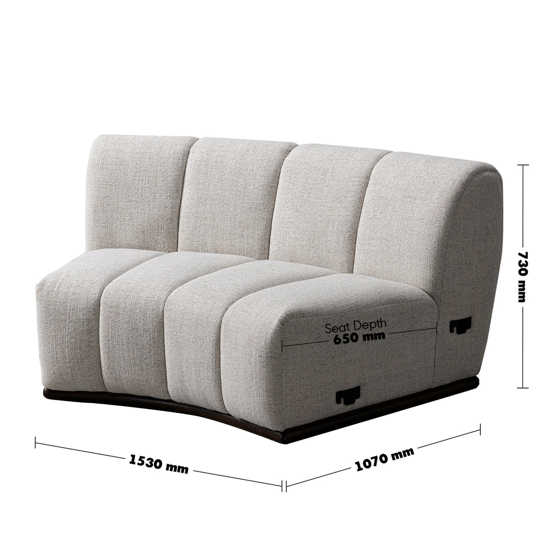 Modern mixed weave fabric modular joint connection 1 seater sofa bento size charts.