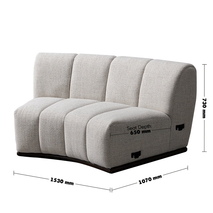 Modern mixed weave fabric modular joint connection 1 seater sofa bento size charts.