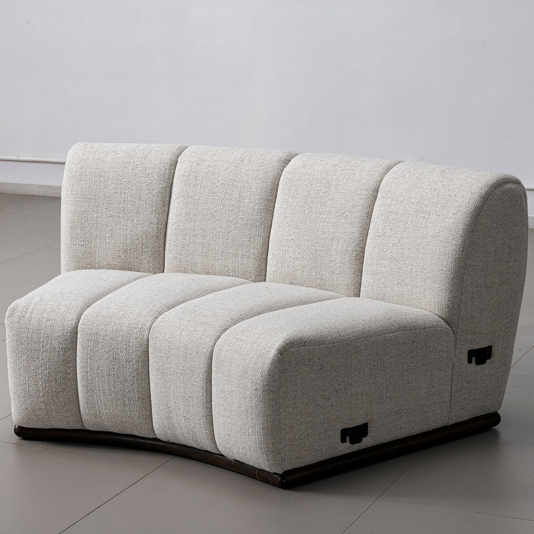 Modern mixed weave fabric modular joint connection 1 seater sofa bento in real life style.