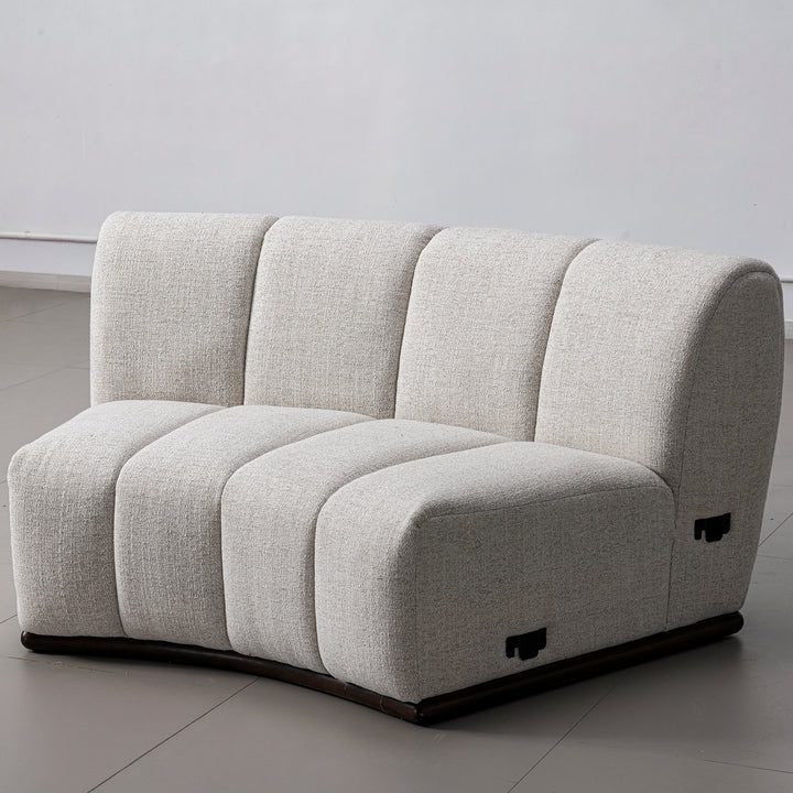Modern mixed weave fabric modular joint connection 1 seater sofa bento in real life style.