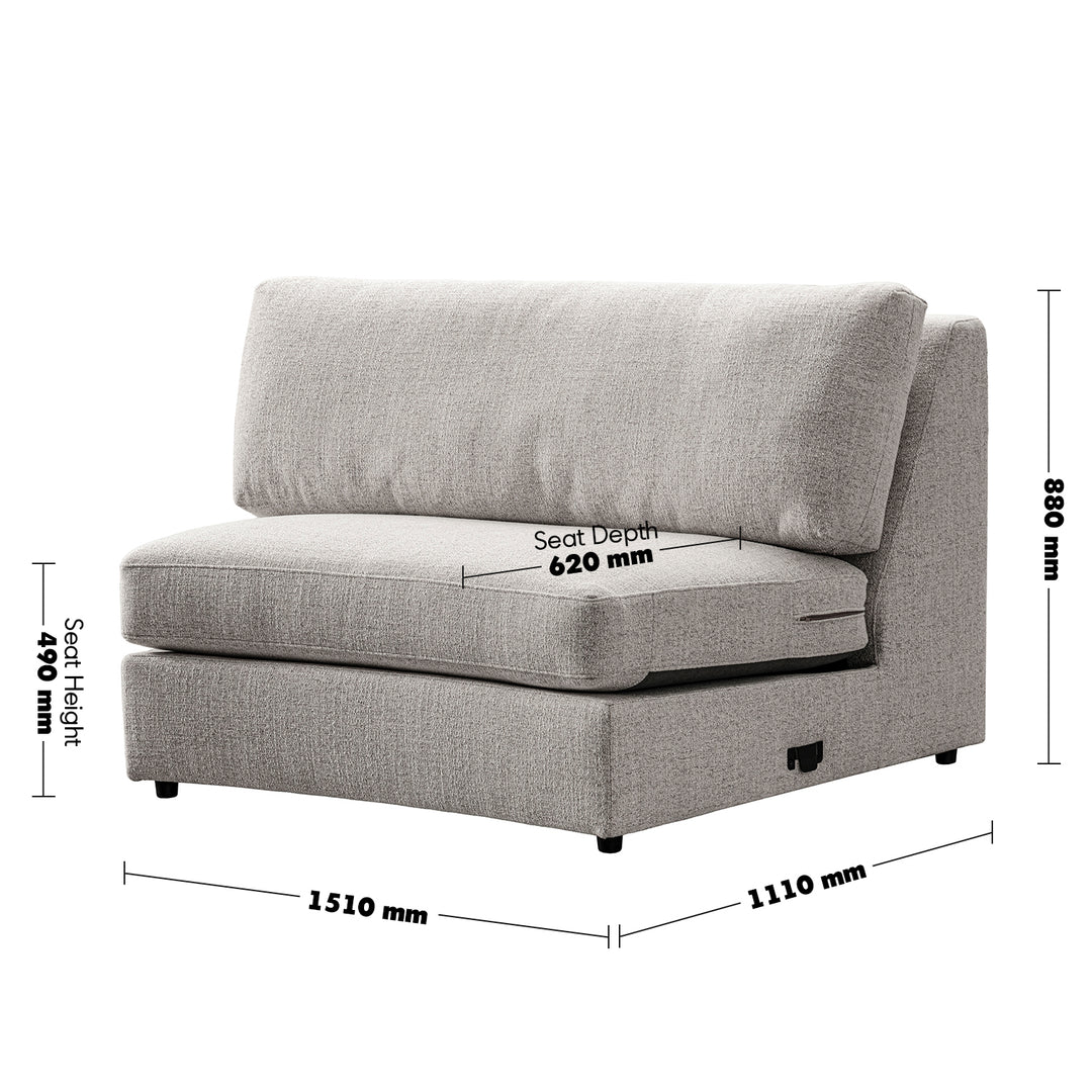Modern mixed weave fabric modular joint connection 1 seater sofa terra size charts.